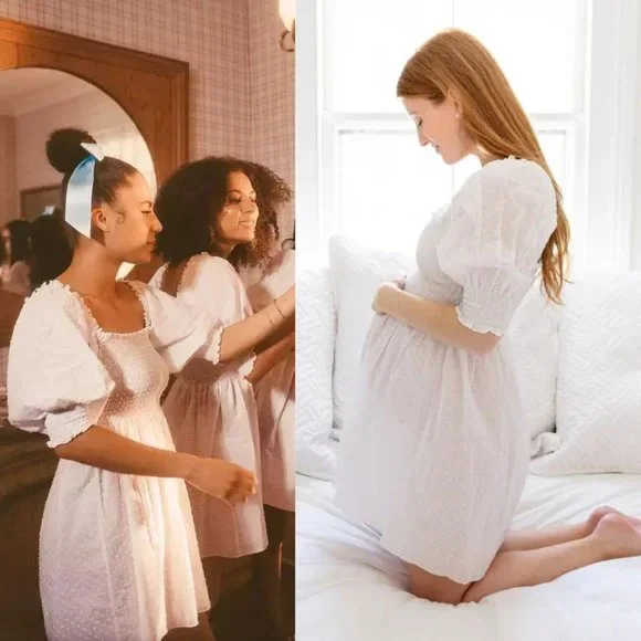 Hill House Athena White Sheer Swiss Dot Nap Mini Dress - Picture 3 of 13